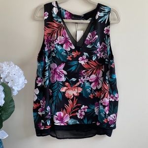 Bobeau Ulani Tropical Print Layered Tank, Large